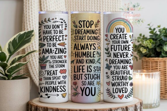 Download Positive Vibes Quote 20oz Tumbler Wrap - Premium Bundle