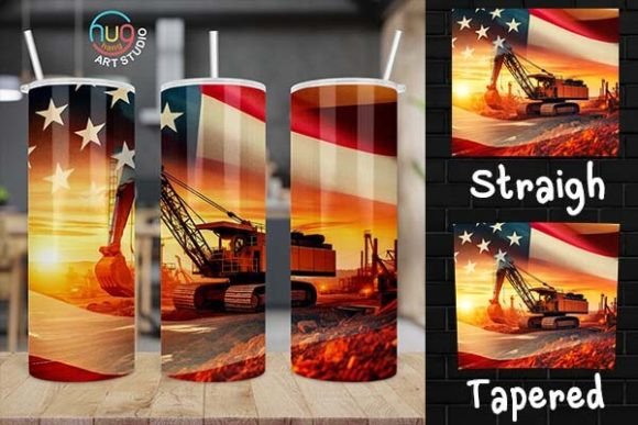 Download Excavator Construction USA Flag Tumbler - Premium Resources
