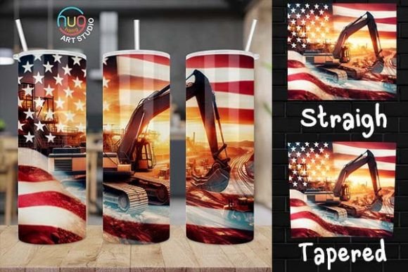 Download Excavator Construction USA Flag Tumbler - Premium Resources